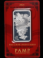 2024 Pamp Suisse 1 Ounce Silver Bar - Lunar Legend Series Year of Dragon - STOCK