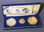1988 Young Astronaut 3 Coin Gold &amp; Silver Set .900 Fine .241 AGW .773oz ASW OGP