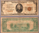 Brownsville PA $20 1929 T-1 National Bank Note Ch #648 Monongahela NB Good