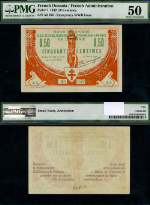 FR. 7 50 1942 World Paper Money French Oceania PMG AU50