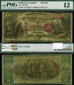 Poultney VT $5 1875 National Bank Note Ch #2545 FNB PMG Fine12