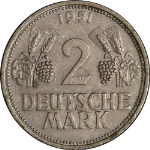 Germany: Federal Republic 1951-D Two (2) Mark KM#111 VF