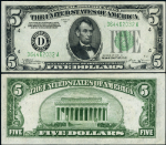 FR. 1958 D $5 1934-B Federal Reserve Note Non-Mule Cleveland D-A Block Choice AU