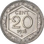 Italy 1918 Twenty (20) Centesimi KM#58 AU