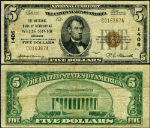Wells River VT-Vermont $5 1929 T-1 National Bank Note Ch #1406 NB Newbury Fine