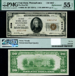Stoneboro PA-Pennsylvania $20 1929 Ty 1 National Bank Note Ch #6638 FNB Choice PMG AU55 EPQ