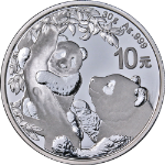 2021 China 10 Yuan 30 Gram Silver Panda BU - STOCK