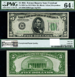 FR. 1956 Em $5 1934 Federal Reserve Note Mule Richmond E-A Block Gem PMG CU66 EPQ