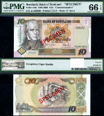 FR. 120 S 10 Pound World Paper Money Scotland Gem PMG CU66 EPQ
