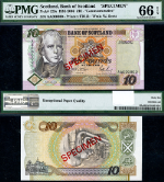 FR. 120 S 10 Pound 1995-2006 World Paper Money Scotland Bank of Scotland Gem PMG CU66 EPQ