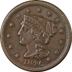 1846 Large Cent &#39;Small Date&#39; Choice AU/BU Superb Eye Appeal Strong Strike