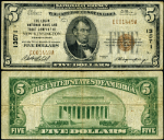 New Kensington PA-Pennsylvania $5 1929 T-1 National Bank Note Ch #13571 Logan NB & TC Fine