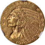 1910-P Indian Gold $5 NGC MS63 Great Eye Appeal Strong Strike Fantastic Luster