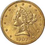 1907-P Liberty Gold $10 PCGS MS62 Superb Eye Appeal Strong Strike