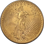 1908-P Saint-Gaudens Gold $20 No Motto Rattler Holder PCGS MS62 Strong Strike