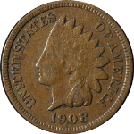 1908-S Indian Cent Nice VF Key Date Great Eye Appeal Nice Strike