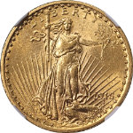 1915-P Saint-Gaudens Gold $20 NGC AU58 Great Eye Appeal Nice Strike