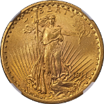1911-P Saint-Gaudens Gold $20 NGC MS63 Superb Eye Appeal Strong Strike