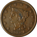 1842 Large Cent &#39;Large Date&#39; Nice Unc Nice Eye Appeal Nice Strike