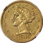 1849-D Liberty Gold $5 NGC AU Details Key Date Nice Eye Appeal Nice Strike