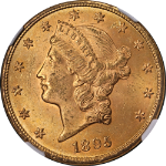 1895-P Liberty Gold $20 NGC MS63 Nice Eye Appeal Strong Strike