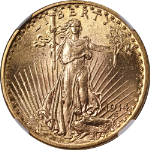 1914-D Saint-Gaudens Gold $20 NGC MS63 Superb Eye Appeal Strong Strike