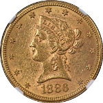 1886-S Liberty Gold $10 NGC MS60 Nice Luster Nice Strike