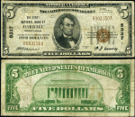 Oakdale PA-Pennsylvania $5 1929 T-1 National Bank Note Ch #5327 FNB Fine