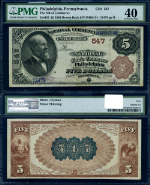 Philadelphia PA-Pennsylvania $5 1882 BB National Bank Note Ch #547 NB Commerce Philadelphia PMG XF40