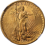 1913-P Saint-Gaudens Gold $20 NGC MS62 Great Eye Appeal Strong Strike