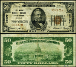 Detroit MI-Michigan $50 1929 T-1 National Bank Note Ch #10527 First Wayne NB VF