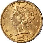 1907-P Liberty Gold $5 PCGS MS62 Nice Eye Appeal Nice Luster Nice Strike