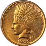 1908-D/D Indian Gold $10 No Motto ANACS MS61 Great Eye Appeal Nice Strike