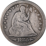 1855-S Seated Liberty Quarter &#39;Arrows&#39; VG/F Details Key Date Nice Eye Appeal