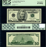 FR. 2126 B* $50 1996 Federal Reserve Note AB-* Block Superb PCGS CU67 PPQ Star