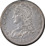 1834 Bust Half Dollar Large Date, Small Letters Nice BU 0-108 R.2 Strong Strike
