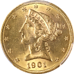 1901/0-S Liberty Gold $5 PCGS MS64 Superb Eye Appeal Strong Strike