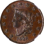 1828 Large Cent Large Narrow Date N.6 R.1 NGC MS62BN Great Eye Appeal