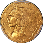 1911-P Indian Gold $2.50 PCGS MS63 Great Eye Appeal Strong Strike