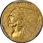 1911-P Indian Gold $2.50 PCGS MS62 Nice Eye Appeal Strong Strike