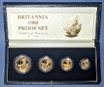 1988 Britannia 4 Coin Gold Proof Set - 1.85oz AGW - OGP COA