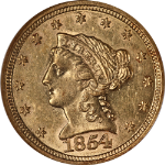 1854-P Liberty Gold $2.50 ANACS AU58 Nice Eye Appeal Nice Strike