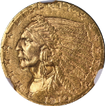 1910 Indian Gold $2.50 NGC MS63 Great Eye Appeal Strong Strike