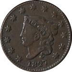 1827 Large Cent Choice VF/XF N.8 R.3 Superb Eye Appeal Strong Strike