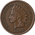 1908-S Indian Cent Choice F Superb Eye Appeal Nice Strike