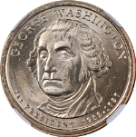 (2007) George Washington $1 Missing Edge Lettering NGC MS65 Mint ERROR