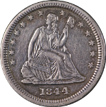 1844-O Seated Liberty Quarter Choice AU Great Eye Appeal Strong Strike