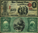 Newark OH-Ohio $1 1865 National Bank Note Ch #858 FNB CU