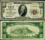 Quaker City OH-Ohio $10 1929 T-1 National Bank Note Ch #1989 Quaker City NB VF
