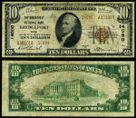 Bridgeport OH-Ohio $10 1929 T-2 National Bank Note Ch #14050 Bridgeport NB Fine+